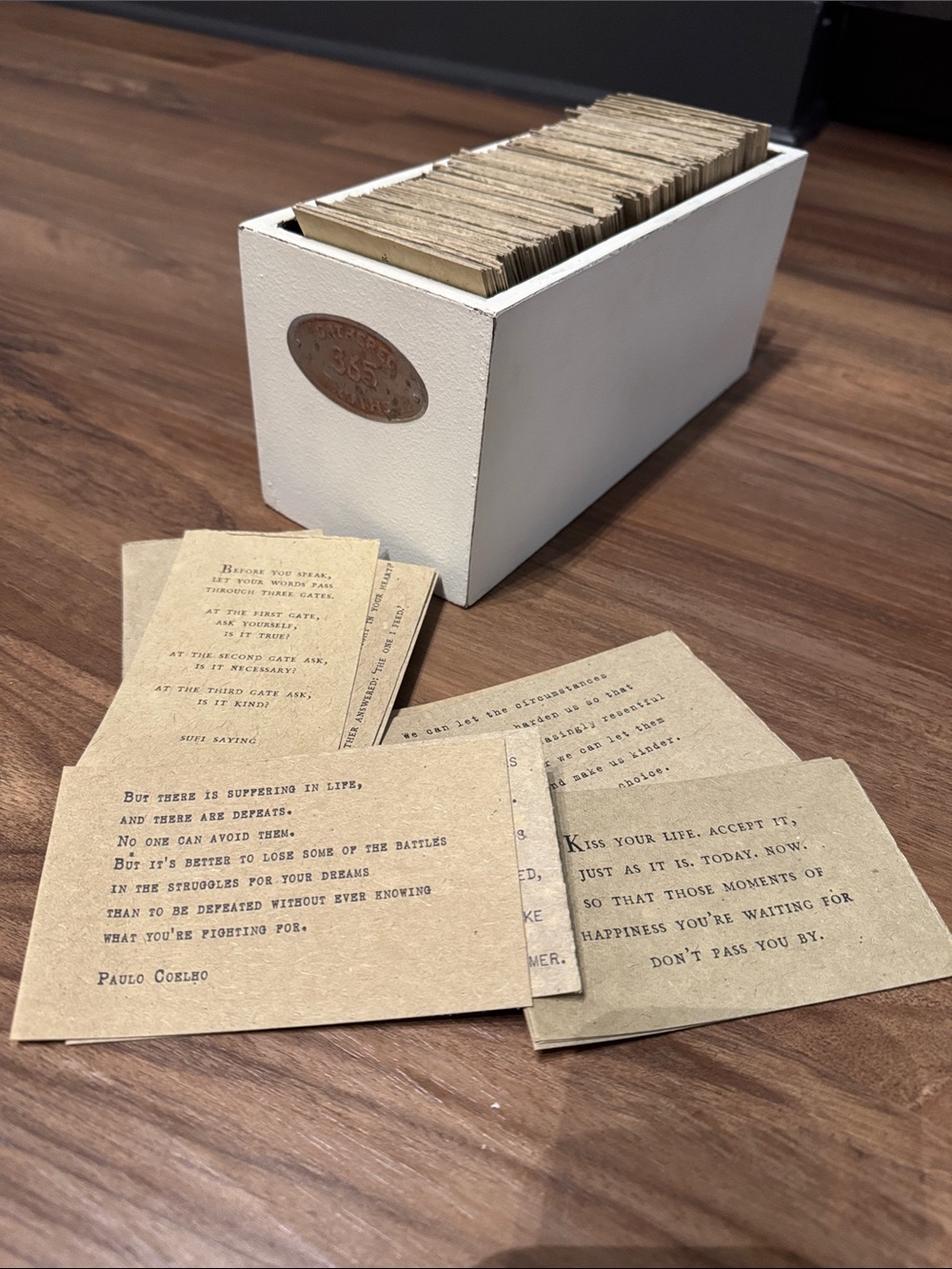 White Wooden 365 Quotes Card Box